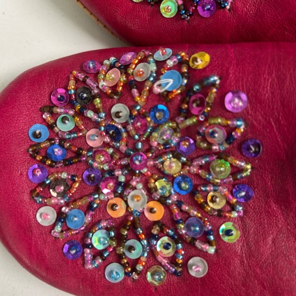 Handmade Leather Moroccan Beaded Slippers Women’s Small - Picture 6 of 6